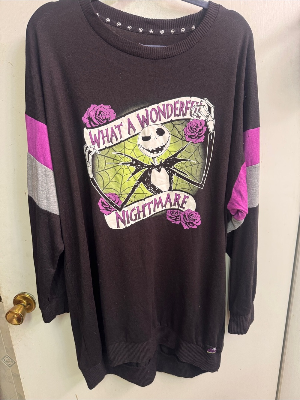 Disney What a Wonderful Nightmare Black Pullover with Pink & Green Graphic
